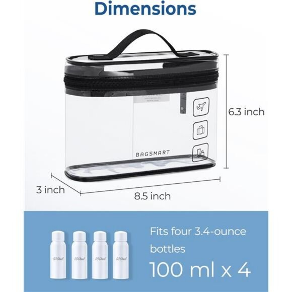 TSA approved clear toiletry bag waterproof travel makeup cosmetic organizer set - Picture 2 of 7